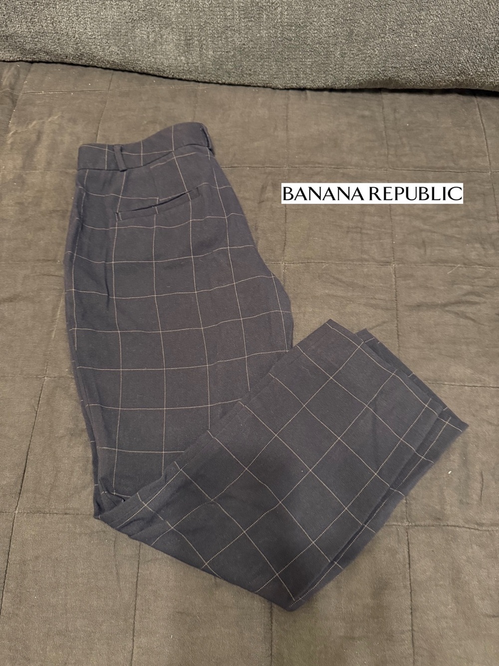 Banana Republic Navy Windowpane Plaid Women's Trousers